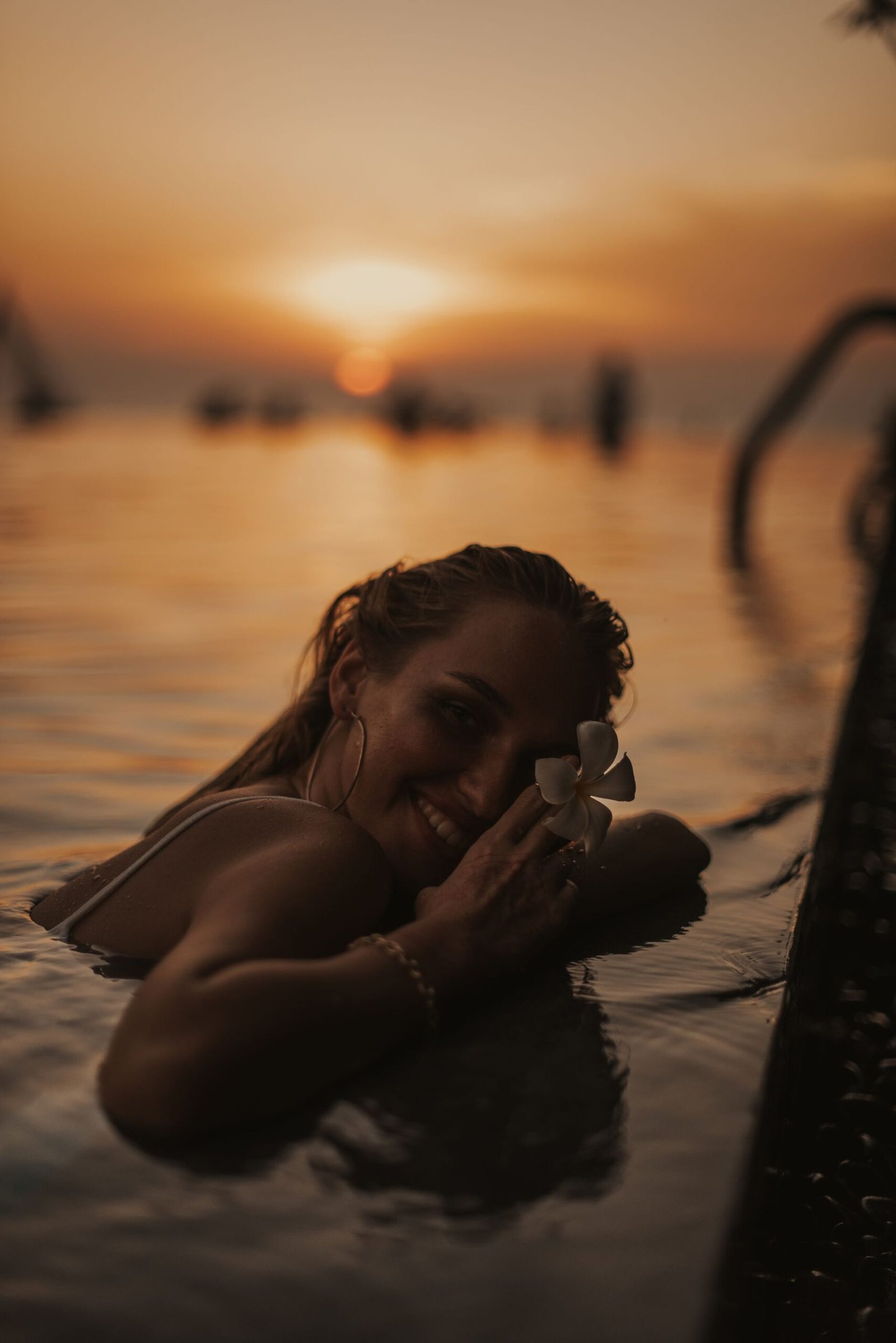 Golden light at the end of a day on a Bali beach